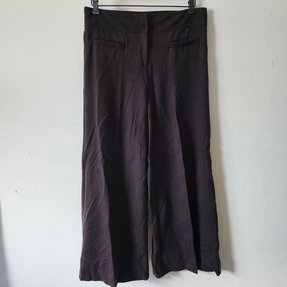 Womens Diane Von Furstenberg Wide Leg Dress Pants Size 10 Brown Stretchy